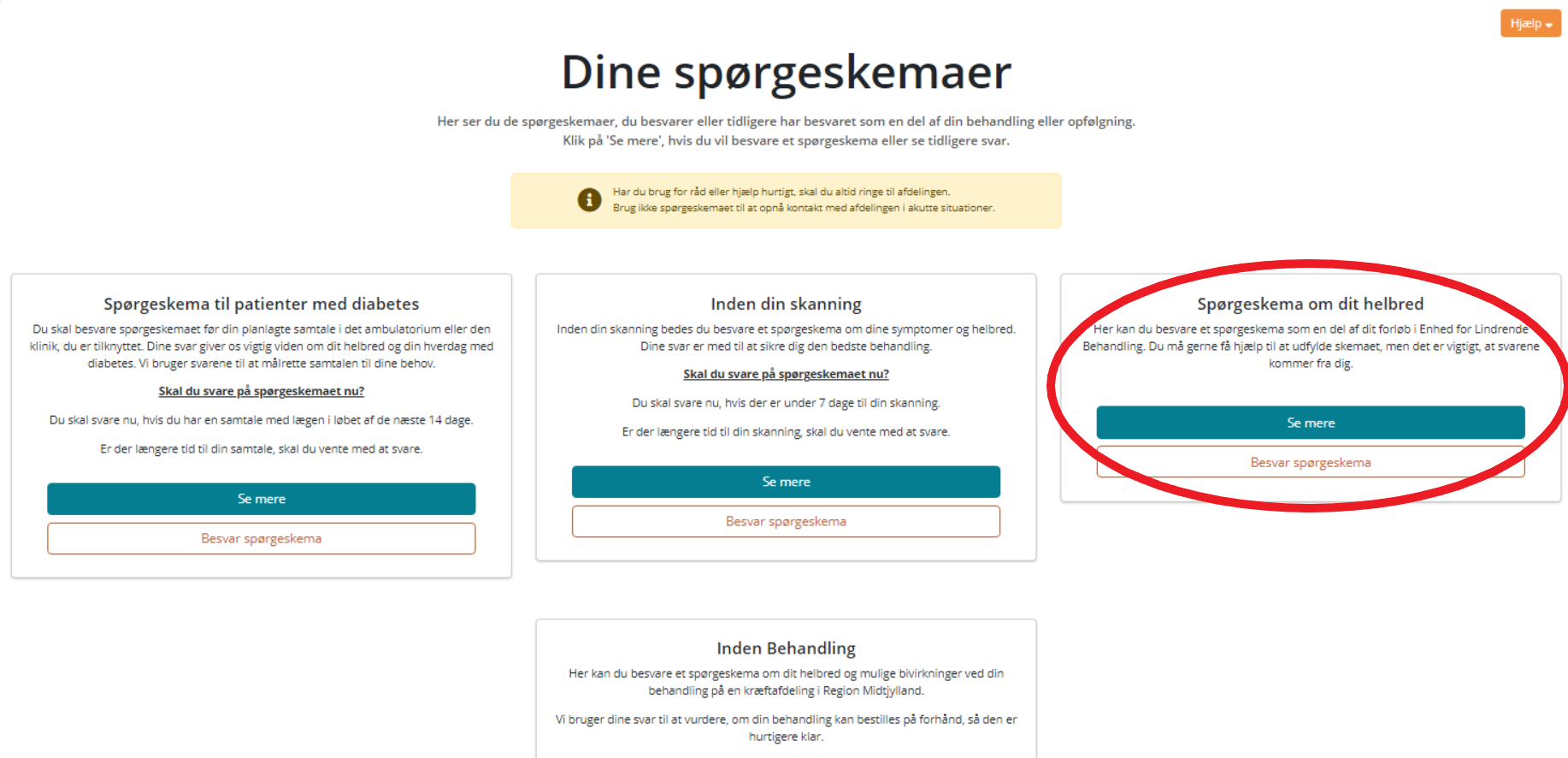 Visning af titlen på spørgeskemaet i minesvar.rm.dk